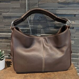 Auth! Tod's Contrasting Stitching Hobo Shoulder Hand Bag